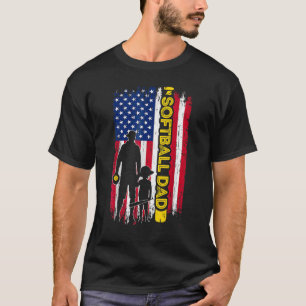 Softball Dad Usa Flag Softball Player's Dad Father T-Shirt