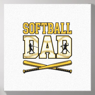 Softball Dad Vintage Engraving Bat Graphic_1 Canvas Photo Tile