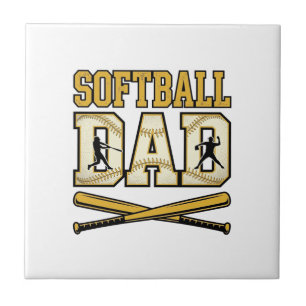 Softball Dad Vintage Engraving Bat Graphic_1 Ceramic Tile