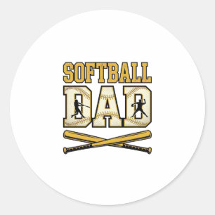 Softball Dad Vintage Engraving Bat Graphic_1 Classic Round Sticker