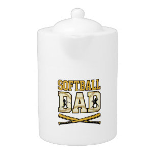 Softball Dad Vintage Engraving Bat Graphic_1 Teapot