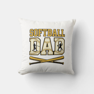 Softball Dad Vintage Engraving Bat Graphic_1 Throw Pillow