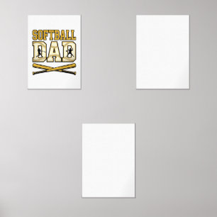Softball Dad Vintage Engraving Bat Graphic_1 Wall Art Sets