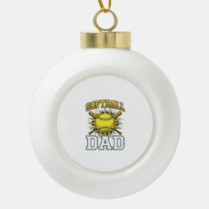 Softball Dad Vintage Engraving Shirt Design_1 Ceramic Ball Christmas Ornament