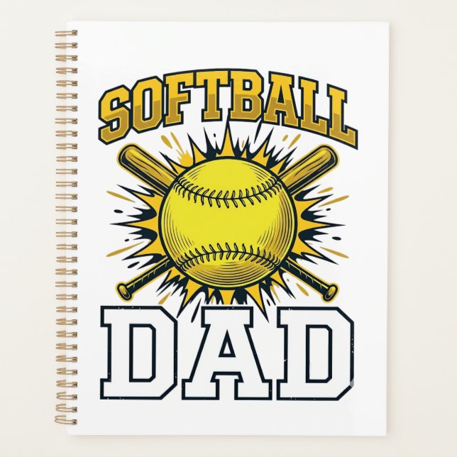 Softball Dad Vintage Engraving Shirt Design_1 Planner (Front)