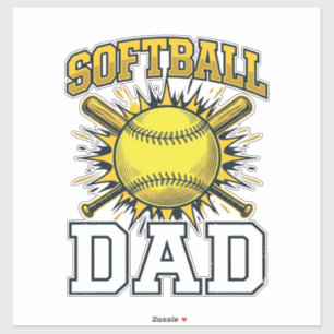 Softball Dad Vintage Engraving Shirt Design_1 Sticker