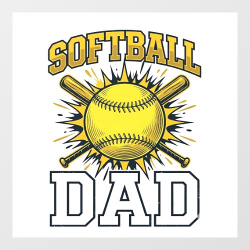 Softball Dad Vintage Engraving Shirt Design_1 Window Cling
