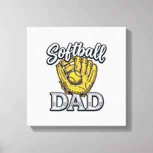 Softball Dad Vintage Glove Shirt Design_1 Canvas Print