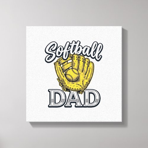 Softball Dad Vintage Glove Shirt Design_1 Canvas Print