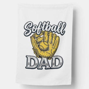 Softball Dad Vintage Glove Shirt Design_1 House Flag