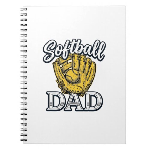 Softball Dad Vintage Glove Shirt Design_1 Notebook