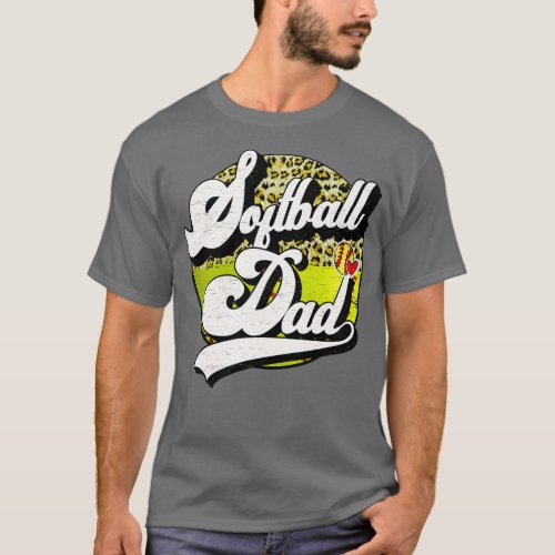 Softball Dad Vintage Leopard Softball Family Match T_Shirt