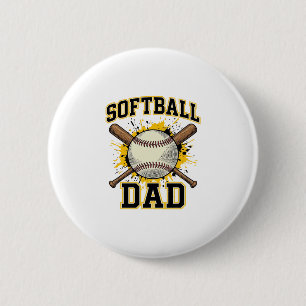Softball Dad Vintage Varsity Crossed Bats Design_1 Button