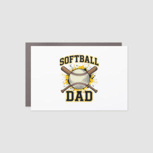 Softball Dad Vintage Varsity Crossed Bats Design_1 Car Magnet