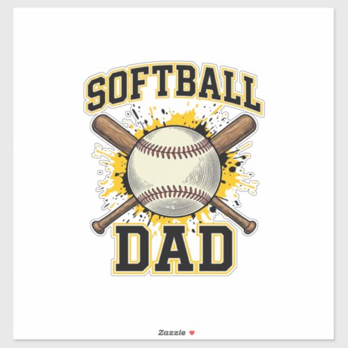 Softball Dad Vintage Varsity Crossed Bats Design_1 Sticker
