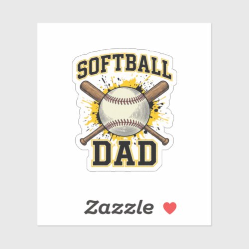 Softball Dad Vintage Varsity Crossed Bats Design_1 Sticker