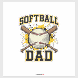 Softball Dad Vintage Varsity Crossed Bats Design_1 Sticker