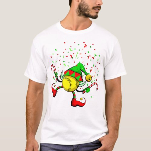Softball Dancing Christmas Elf T_Shirt