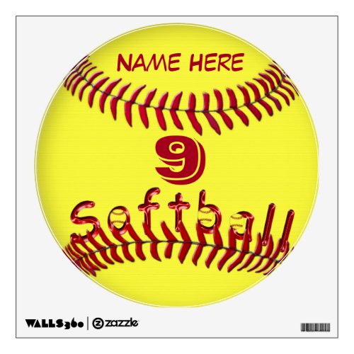 Softball Decals for Walls YOUR Jersey NUMBER  NAME