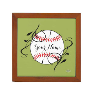 Softball Desk Organizer Pen Holder HAMbyWG Olive