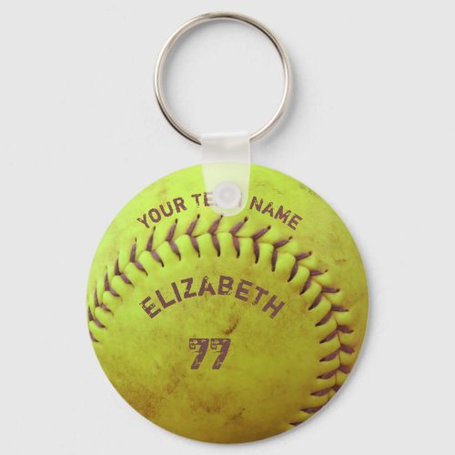 Softball Dirty Name Team Number Ball Keychain