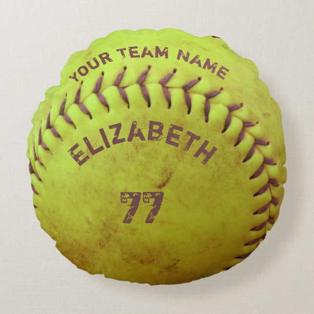 Softball Dirty Name Team Number Ball Pillow (Front)