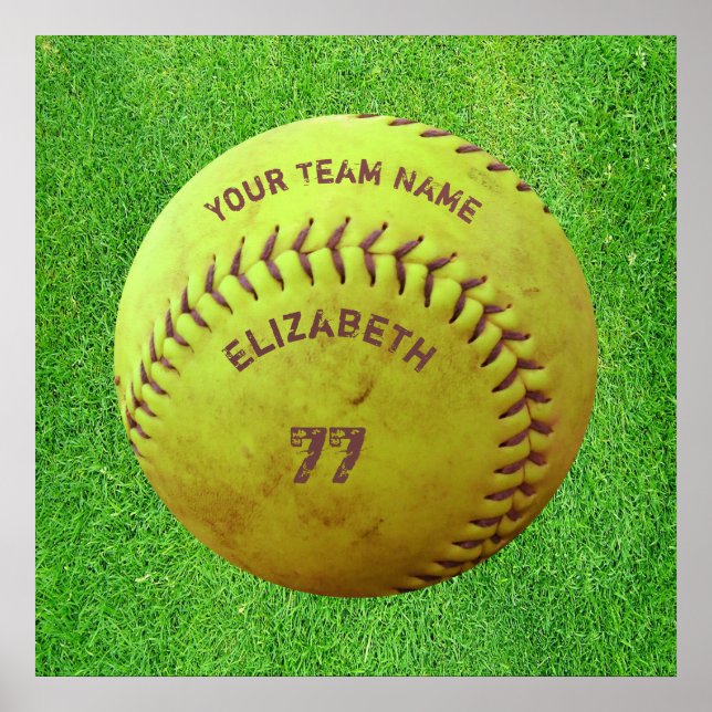 Softball Dirty Name Team Number Ball Poster (Front)