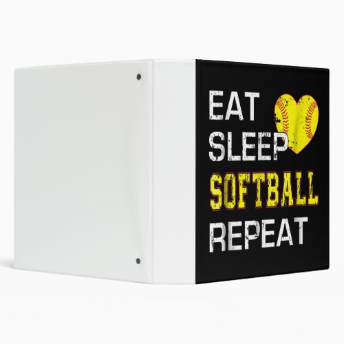 Softball Eat Sleep Softball Repeat 3 Ring Binder