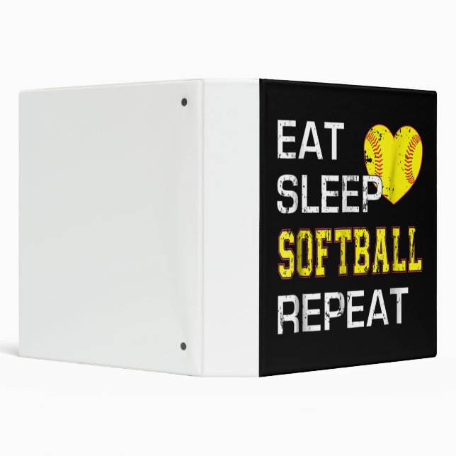 Softball Eat Sleep Softball Repeat 3 Ring Binder (Background)