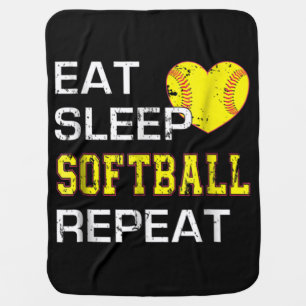 Softball Eat Sleep Softball Repeat Baby Blanket