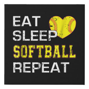 Softball Eat Sleep Softball Repeat Faux Canvas Print