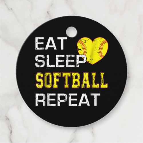 Softball Eat Sleep Softball Repeat Favor Tags