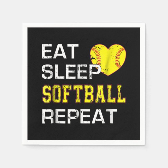 Softball Eat Sleep Softball Repeat Napkins (Front)