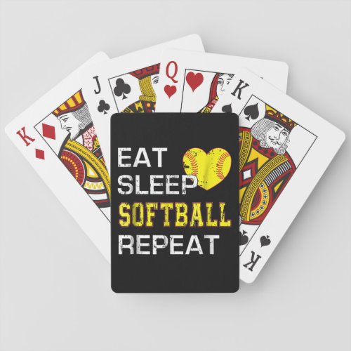 Softball Eat Sleep Softball Repeat Playing Cards