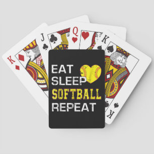 Softball Eat Sleep Softball Repeat Poker Cards