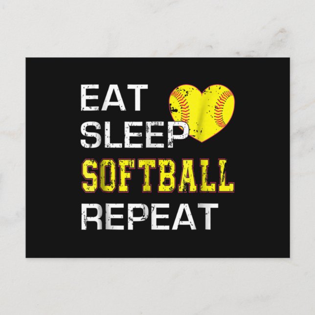 Softball Eat Sleep Softball Repeat Postcard (Front)