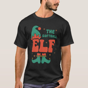 Softball Elf Family Matching Christmas Pjs Funny T-Shirt
