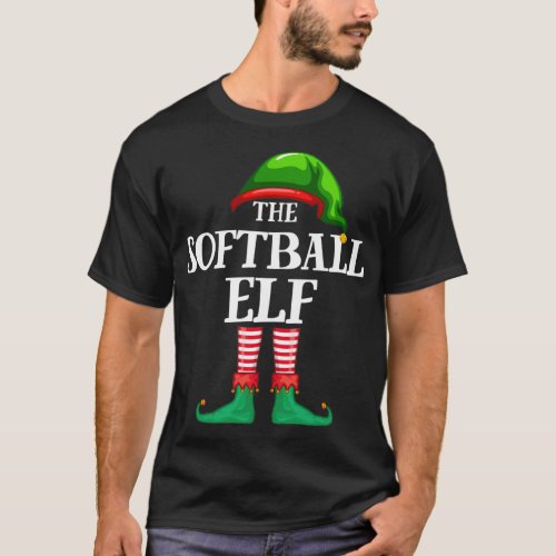 Softball Elf Matching Family Christmas Pajama T_Shirt