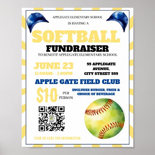 softball event fundraiser school church coach poster