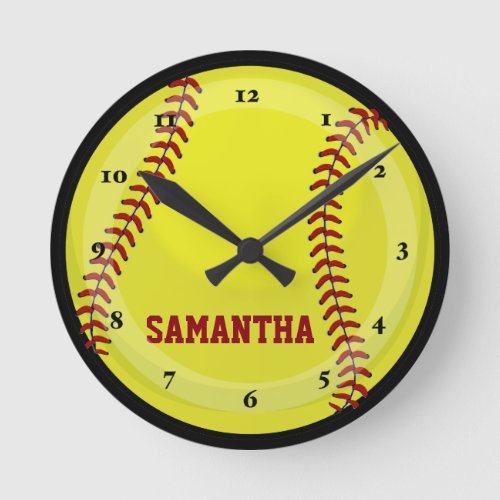 softball fan round clock