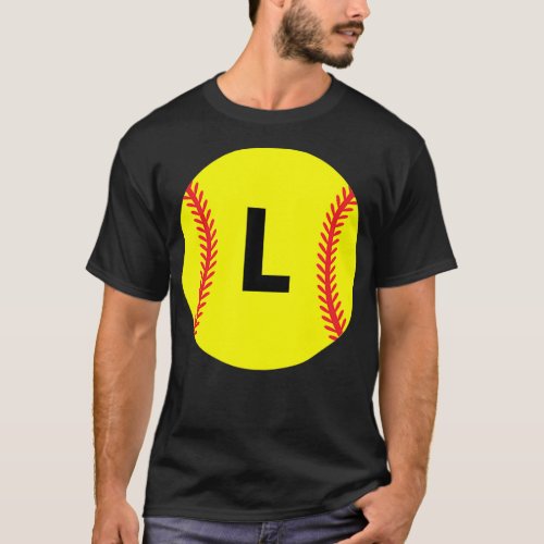 Softball Favorite Letter Initial L 2 T_Shirt