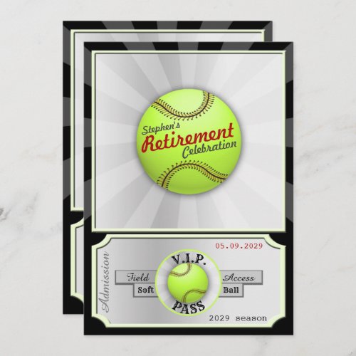 Softball Field Pass Retirement Party Invitation