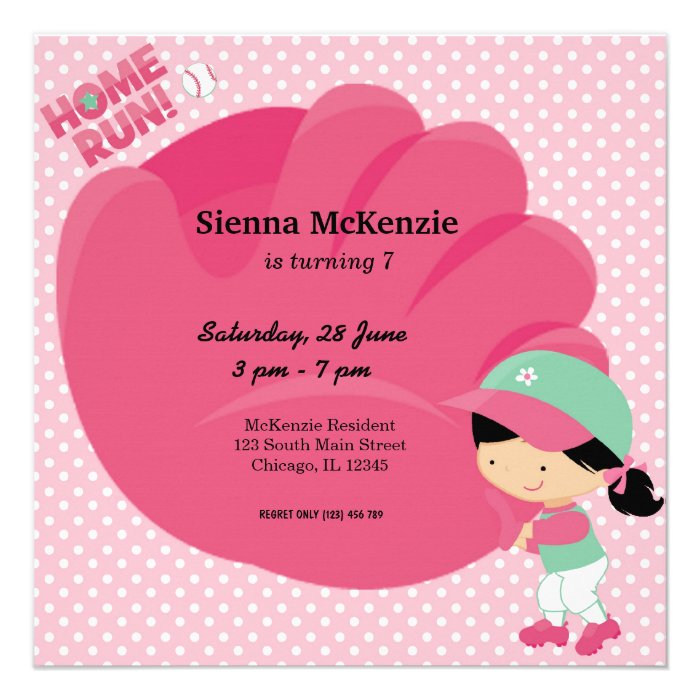 Softball Fielder Custom Invite