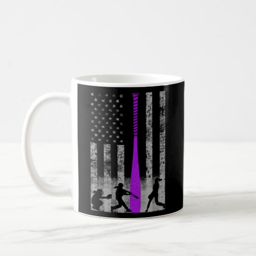Softball Flag _ Purple Softball Bat Coffee Mug