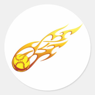 Softball Flame Classic Round Sticker