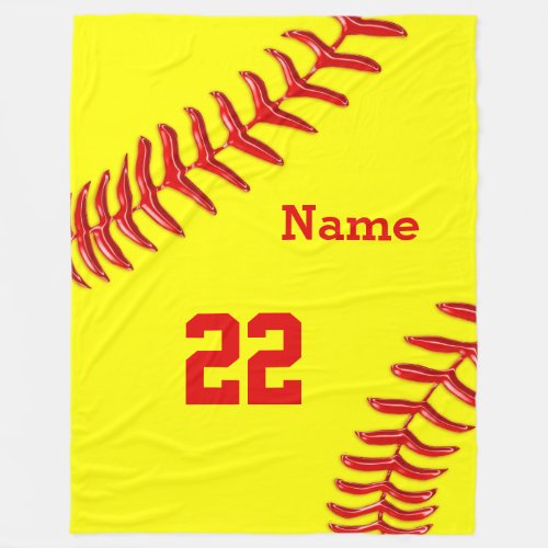 Softball Fleece Blankets with NAME and NUMBER