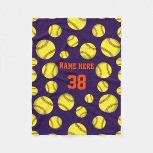 Softball Fleece Throw Blankets, Your COLORS, TEXT Blanket