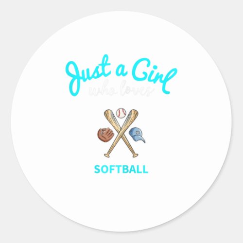 Softball  for Girls  Kids Softball Classic Round Sticker