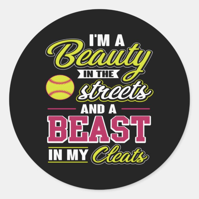 Softball For Softball Players Classic Round Sticker (Front)
