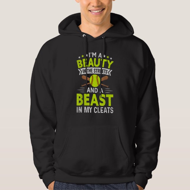 Softball For Women Girls Softball Team Player Hoodie (Front)
